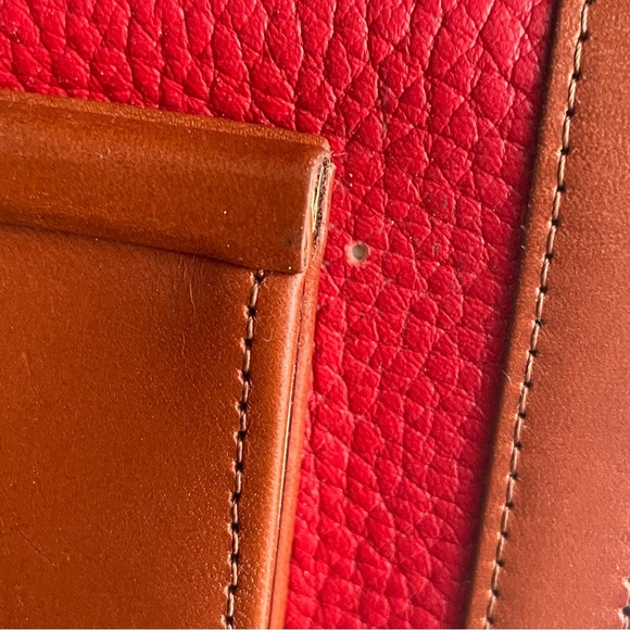 Dooney & Bourke awl Red & Brown Leather Checkbook wallet card holder - Picture 8 of 16